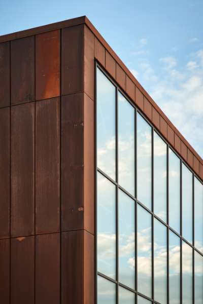 Beautiful façade cassettes made from corten steel, Maribo Svømmehal, Ved Stadion 4, 4930 Maribo